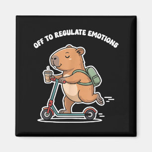 Off to regulate emotions funny capybara on scooter magnet