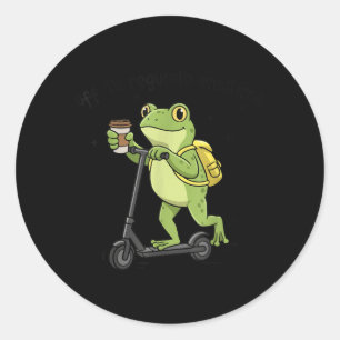 Off to Regulate Emotions Funny Frog On Scooter Classic Round Sticker