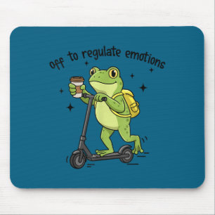 Off to regulate emotions funny frog on scooter  mouse pad