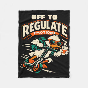 Off To Regulate Emotions Funny Goose Scooter Menta Fleece Blanket