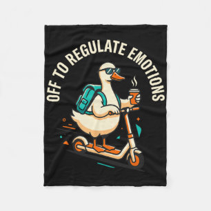 Off To Regulate Emotions Funny Goose Scooter Menta Fleece Blanket