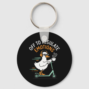 Off To Regulate Emotions Funny Goose Scooter Menta Key Ring