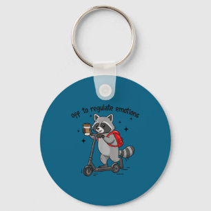 Off to regulate emotions funny racoon on scooter key ring