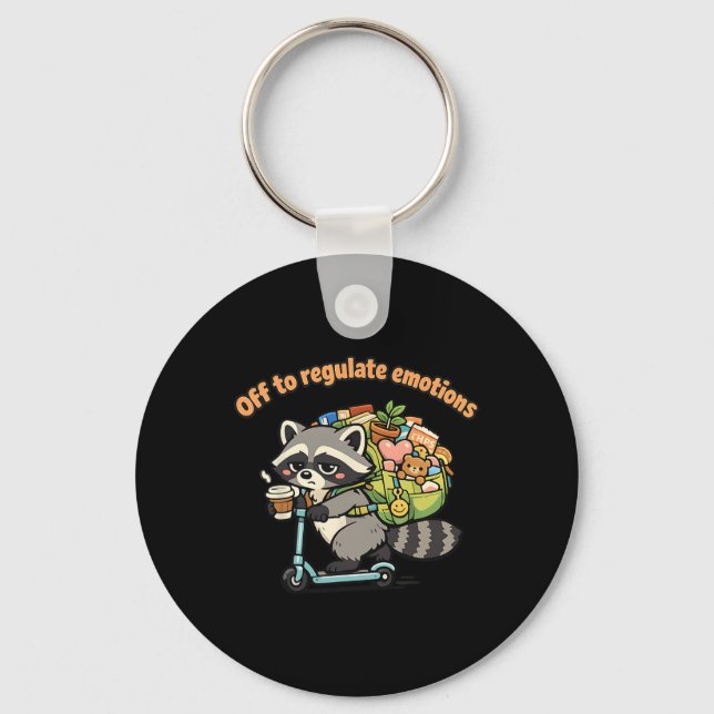 Off To Regulate Emotions Funny Racoon Scooter Hum Key Ring (Front)