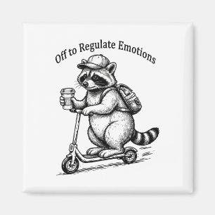 Off To Regulate Emotions Funny Racoon Scooter Hum Magnet