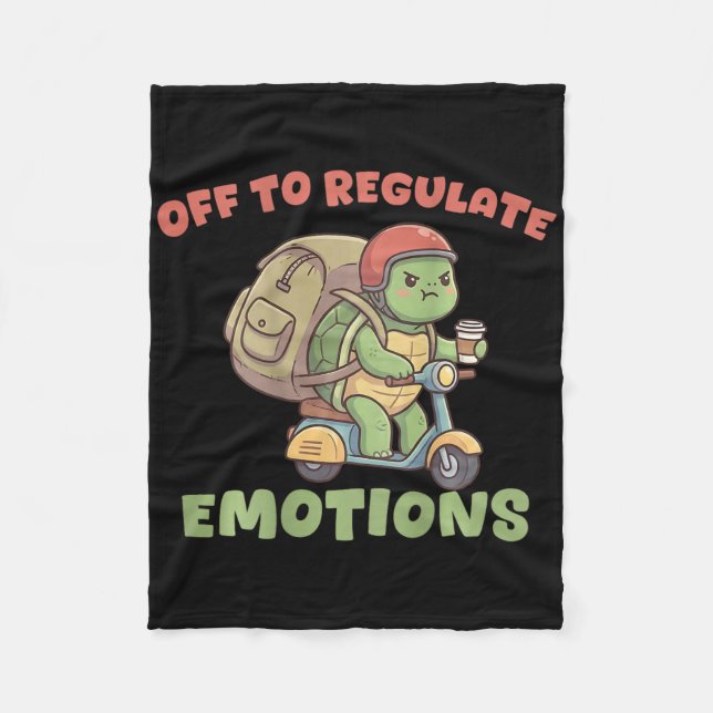 Off To Regulate Emotions Funny Turtle Scooter Humo Fleece Blanket (Front)