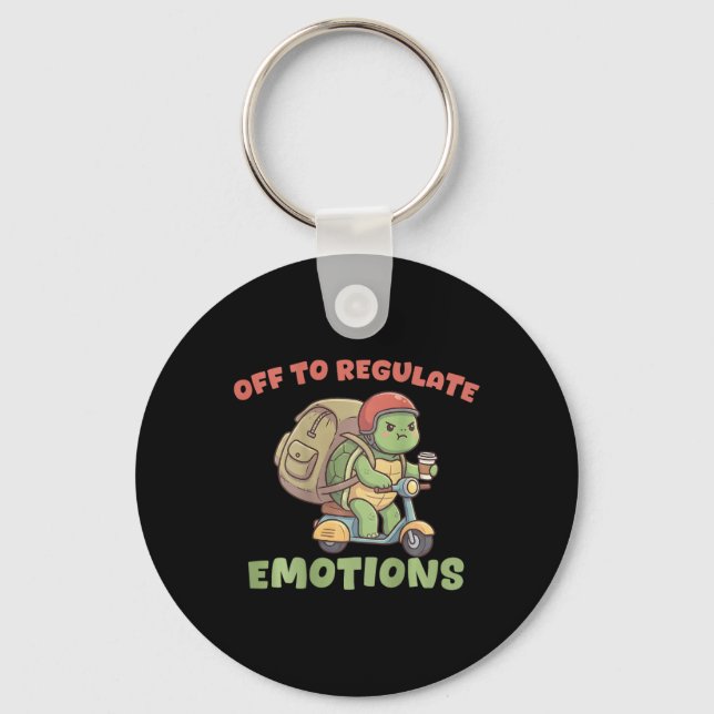Off To Regulate Emotions Funny Turtle Scooter Humo Key Ring (Front)