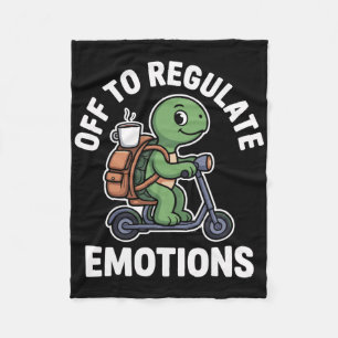 Off To Regulate Emotions Turtle Mental Health Psyc Fleece Blanket