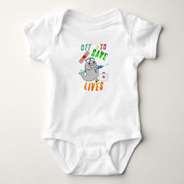 Off To Save Lives Baby Bodysuit (Front)