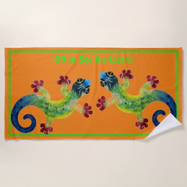 Off To See The Lizard Beach Towel (Front)