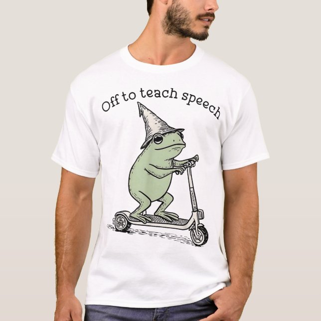 Off To Teach Speech Slp Whimsical Frog Speech  T-Shirt (Front)