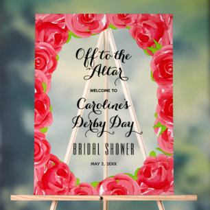 Off to the Altar Derby Bridal Shower Welcome Acrylic Sign
