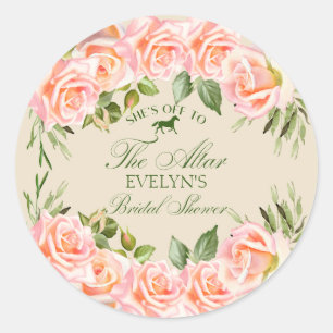 Off To The Altar Derby Floral Bridal Shower Classic Round Sticker