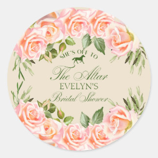 Off To The Altar Derby Floral Bridal Shower Classic Round Sticker