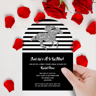 Off to the Altar Derby Silver Horse Bridal Shower Acrylic Invitations