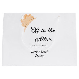 Off to the altar orange cap hat bridal shower name large gift bag