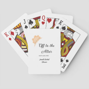 Off to the altar orange cap hat bridal shower name playing cards