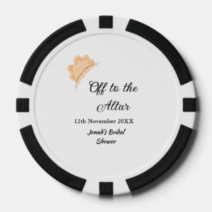 Off to the altar orange cap hat bridal shower name poker chips