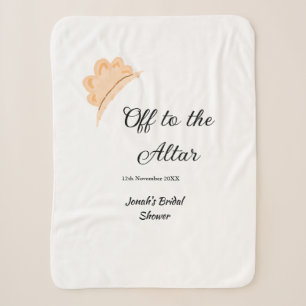 Off to the altar orange cap hat bridal shower name sherpa blanket