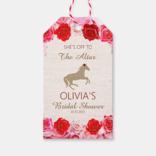 Off to the Altar Red Roses Bridal Shower Gift Tags
