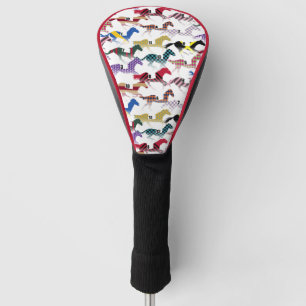Off to the Horse Races Jockey Silk Pattern Golf Head Cover