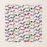 Off to the Horse Races Jockey Silk Pattern Scarf<br><div class="desc">Off to the Horse Races Jockey Silk Pattern Design made from horse silhouette racing in 13 different jockey silk colours combos on a white background.</div>