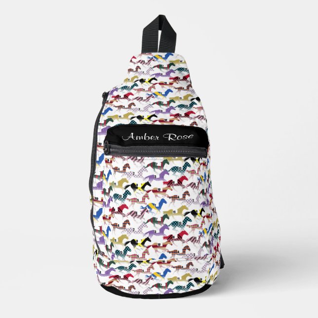 Off to the Horse Races Jockey Silk Pattern Sling Bag (Front)