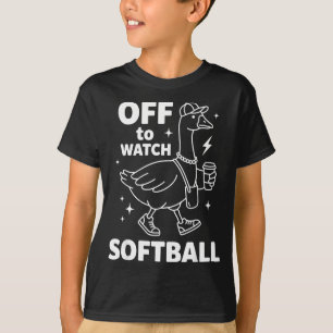 Off to watch softball funny softball goose game T-Shirt