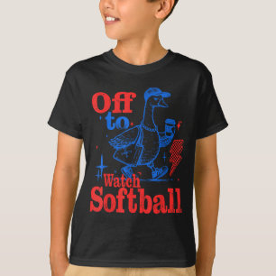 Off to Watch Softball Funny Softball Goose Game T-Shirt