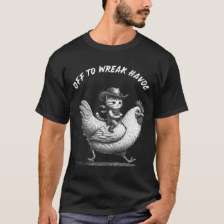 Off To Wreak Havoc: Funny Cat Cowboy T-Shirt