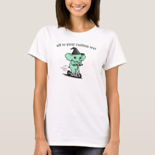 Off To Your Custom Text Funny Elephant On Scooter T-Shirt