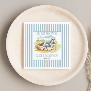 Off two the races equestrian birthday printed napkin