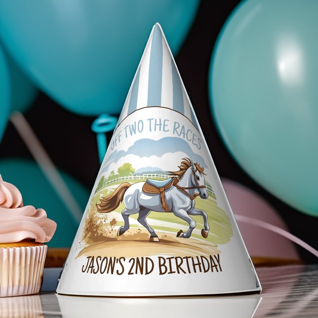 Off two the races equestrian birthday printed party hat (Off two the races equestrian derby horses birthday personalized printed party hat)