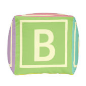 Off WHITE ALPHABET on pastel coloured block cube Pouf (Right)
