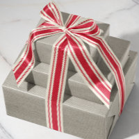 Off-White and Classic Red Ticking Tape Ribbon