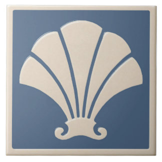 Off white and dark blue Art Deco Design Ceramic Tile