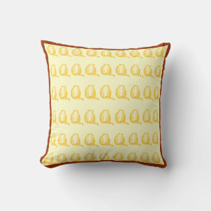 Off white and mustard yellow CATS modern  pillow