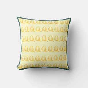 Off white and mustard yellow CATS modern  pillow