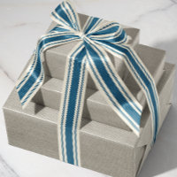 Off-White and Navy Blue Ticking Tape Ribbon