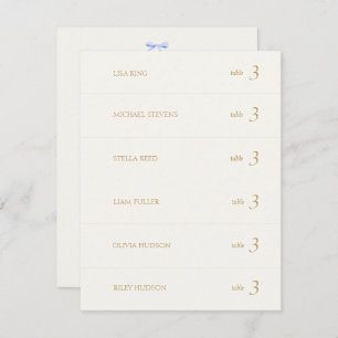 Off White   Blue Ribbon Place Name Escort Card