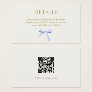 Off White Blue Ribbon Wedding Details QR Code