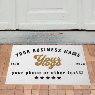 Off white Business logo Company name Branded Doormat