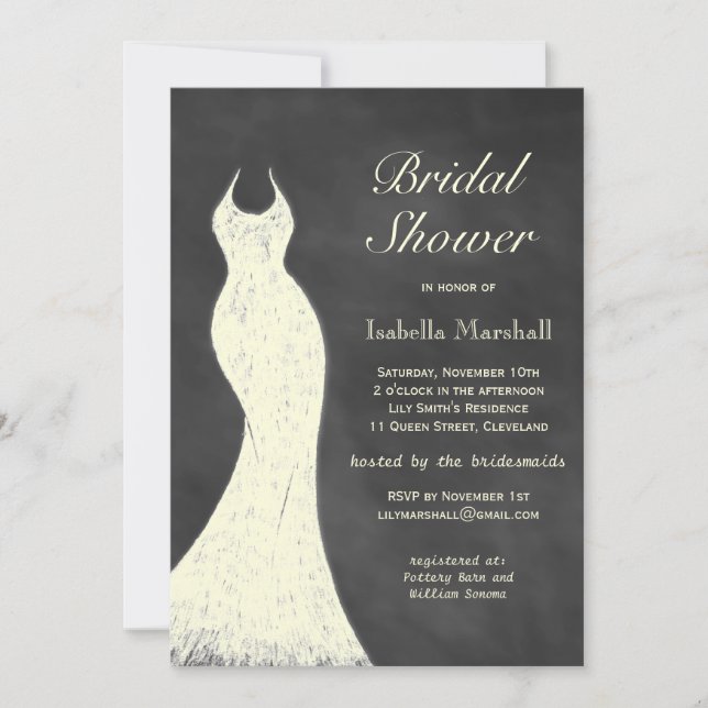 Off White Chalkboard Bridal Shower Invitation (Front)