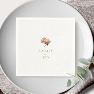 Off - White   Chic Rose Wedding  Napkin