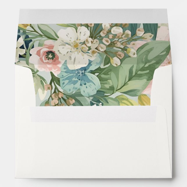 Off-white | Chic Watercolor Wedding  Envelope (Back (Bottom))