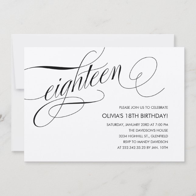 Off White Contemporary 18th Birthday Invitations (Front)