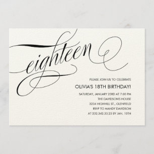 Off White Contemporary 18th Birthday Invitations