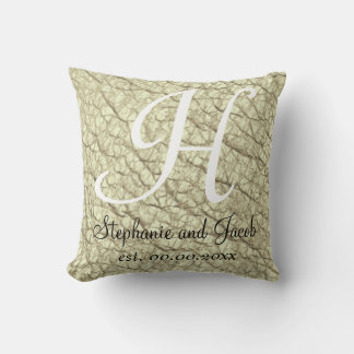 Off White Cream Faux Leather Custom Wedding Cushion