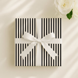 Off-white, dark gray elegant striped  wrapping paper