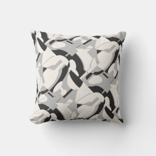 Off-white Grey Black Diagonal Abstract Art Print Cushion